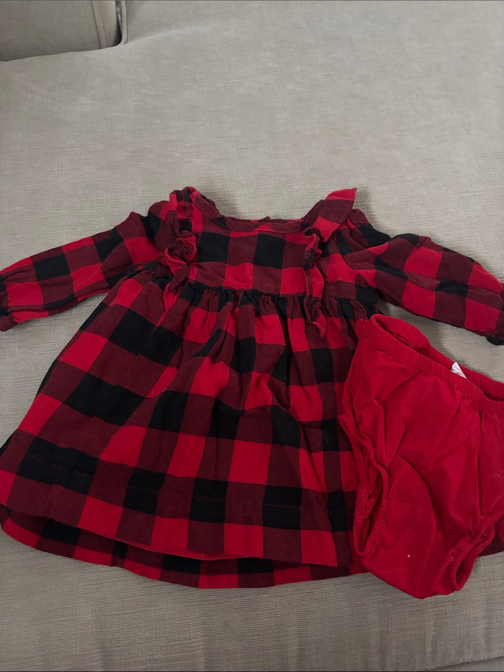 GAP Red and Black Buffalo Plaid Dress with Red Bloomers